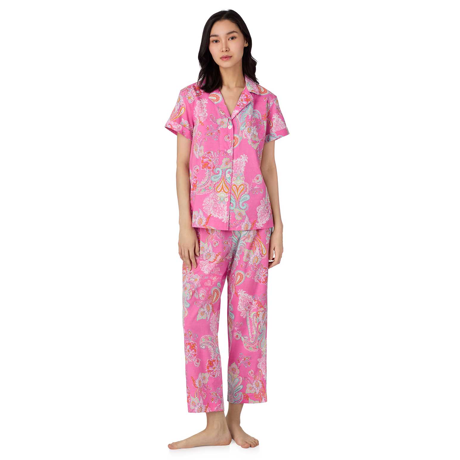 Lauren Ralph Lauren Cotton Lawn S/S Notch Collar Pajama Set